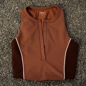 YPB Brown Snap-Front Athletic Tank